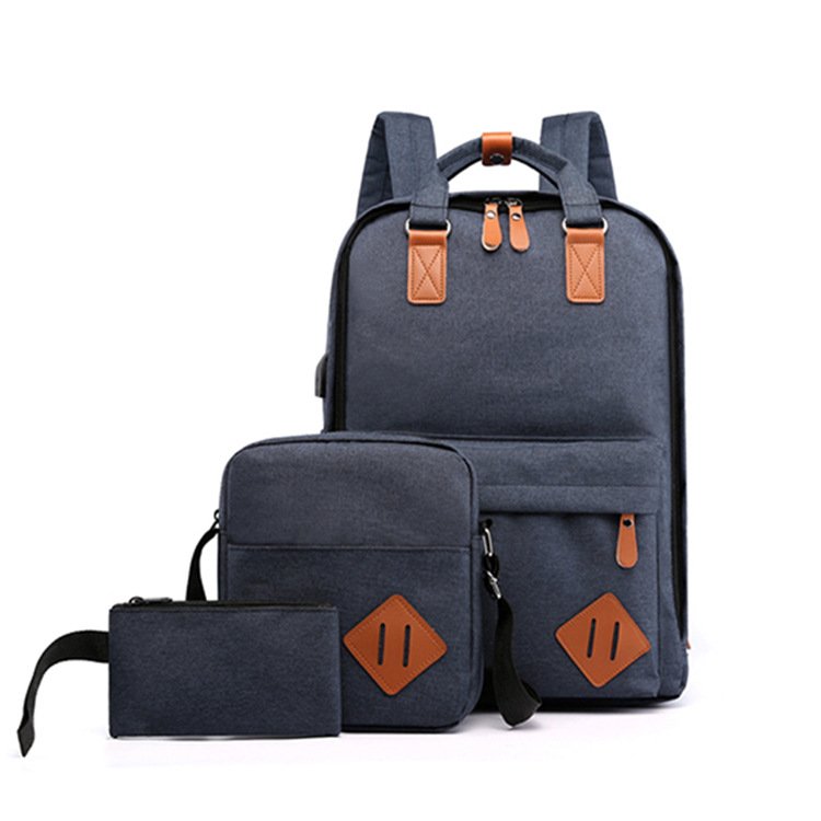 New Backpack Men's Korean Travel Leisure College Student bag pack Three Piece Set Fashion Multifunctional laptop Backpack