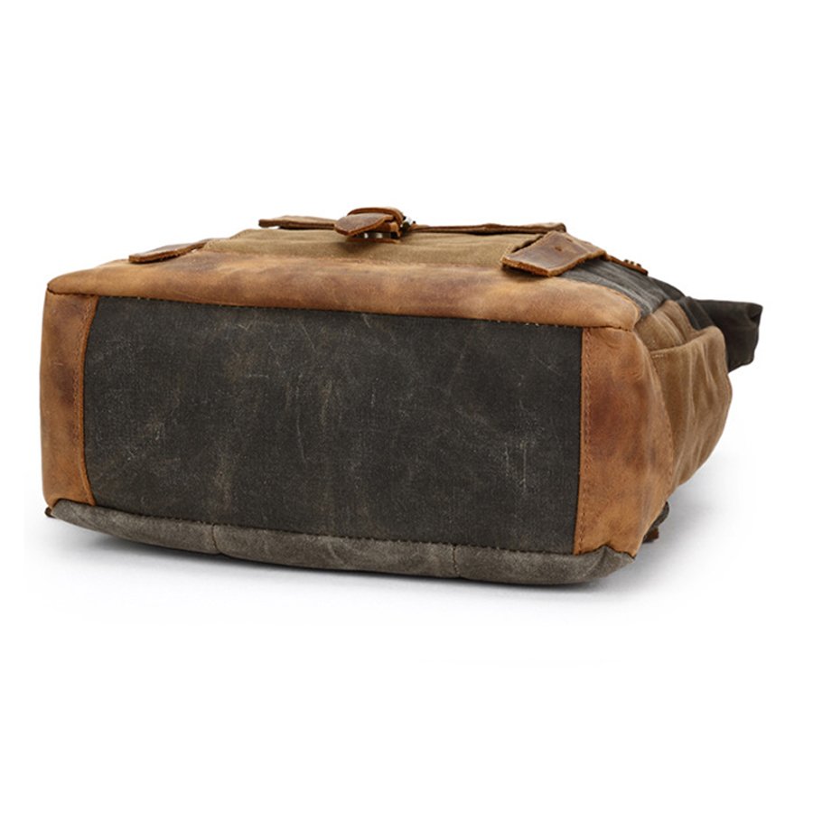 In Stocks Waxed Canvas Rolltop rucksack Leather backpack men Roll top laptop backpack