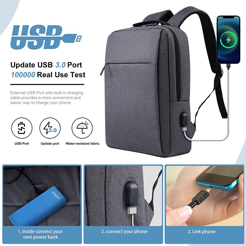 Wholesale Travel Backpacks 17 Inch Laptop Backpack College Computer Bag with USB Charging Port