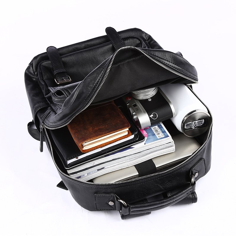 14 Inch Laptop Bag For Men Travelling Vintage Waterproof Men Travel PU Leather Laptop Backpack