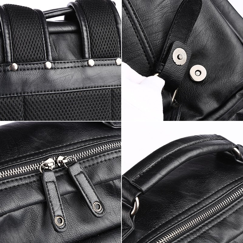 14 Inch Laptop Bag For Men Travelling Vintage Waterproof Men Travel PU Leather Laptop Backpack