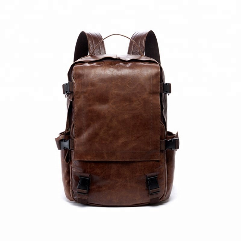 BSCI LVMH custom brown genuine vintage waterproof notebook leather backpacks laptop backpacks for men