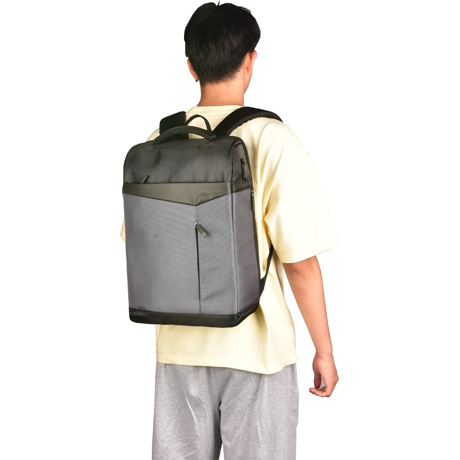 Custom Logo Stylish Business Travel Laptop Backpack Bag with USB Charging Port for Men Women School