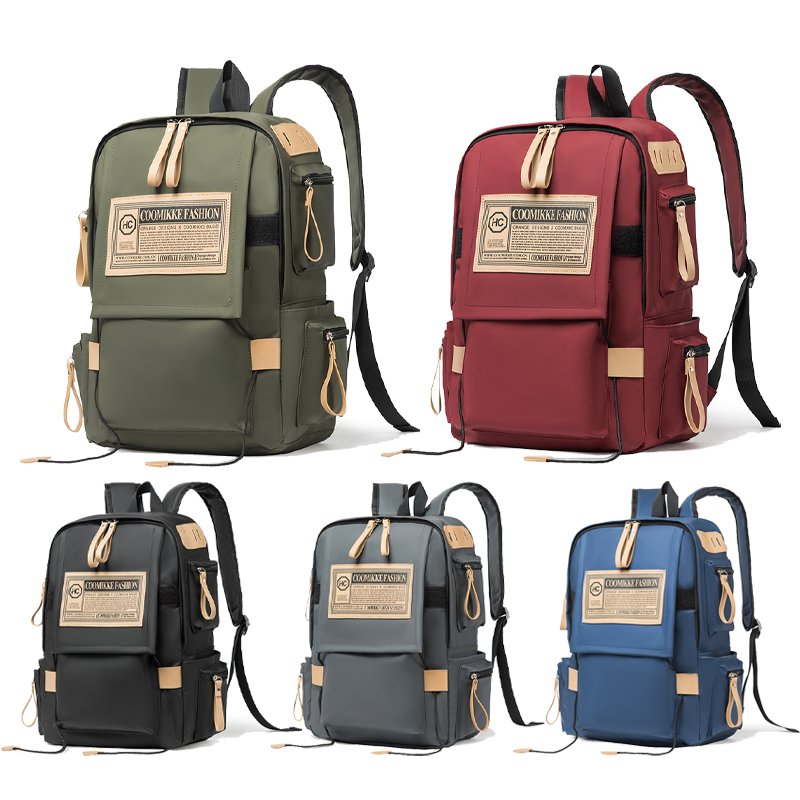 2022 leisure unisex backpack rucksack green waterproof PU knapsack bagpack with multi function pockets