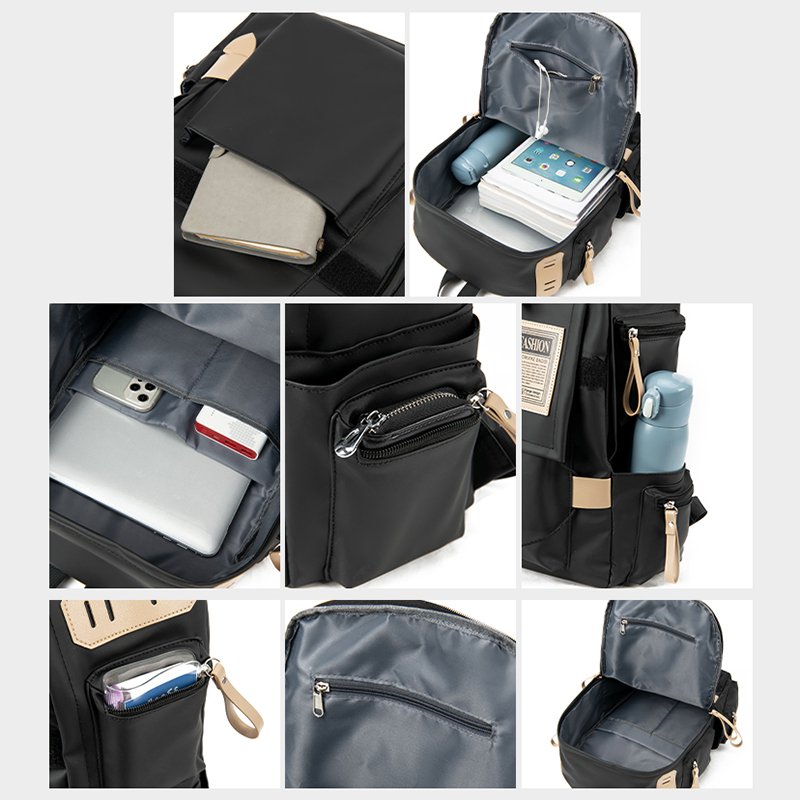 2022 leisure unisex backpack rucksack green waterproof PU knapsack bagpack with multi function pockets