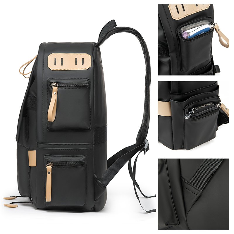2022 leisure unisex backpack rucksack green waterproof PU knapsack bagpack with multi function pockets