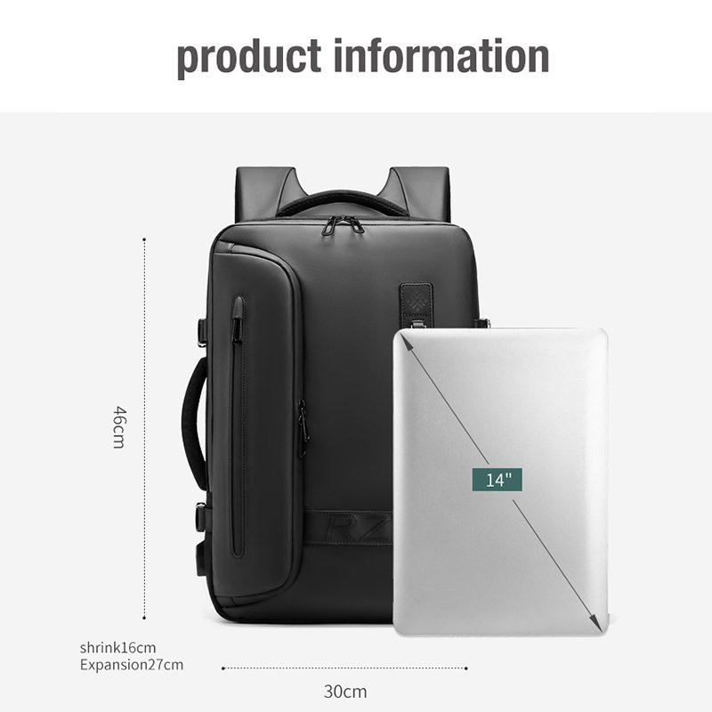 RZTX luxury business waterproof airback outdoors vacuum compression backpack laptop travel backpack for men