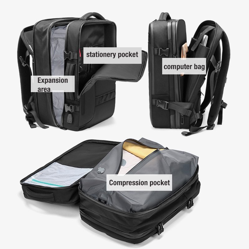 RZTX luxury business waterproof airback outdoors vacuum compression backpack laptop travel backpack for men