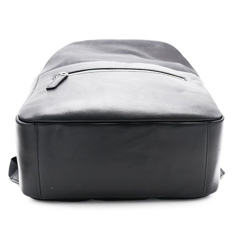 Factory Custom High End Soft Real Black Genuine Real Cow Leather Business Laptop Backpack Men