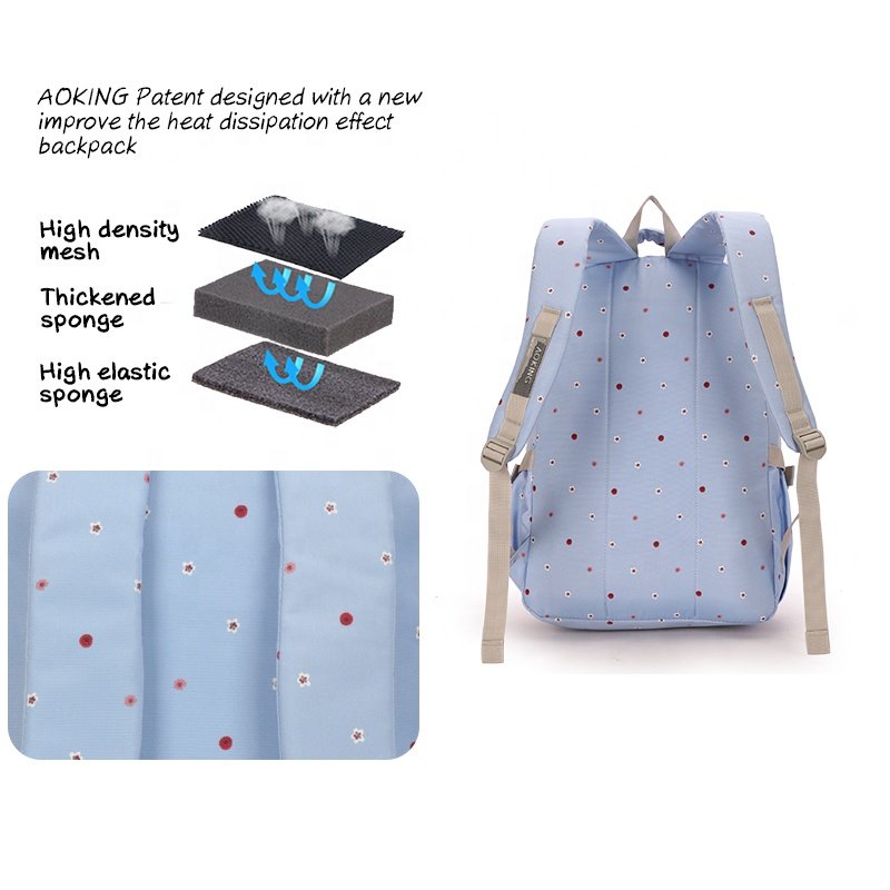 Aoking 35L Wear-resistant Travel Daypack Waterproof Laptop Backpack Student School Bags for High School Girls Polyester Fashion
