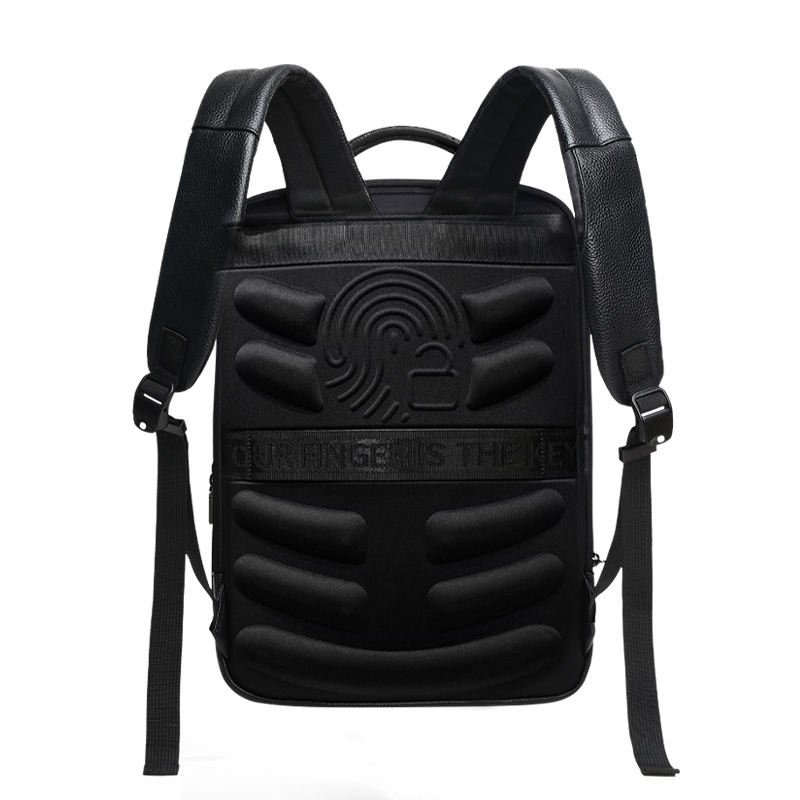 Manufacturers Custom Logo Waterproof Backpack Anti Theft Notebook Genuine Leather Smart Fingerprint Lock Laptop Backpack