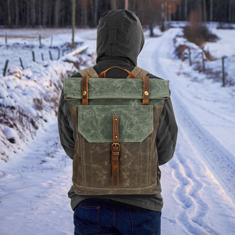 Custom High Quality Outdoor Travel Hiking Vintage Camping Back Pack Men Laptop Rucksack Waxed Canvas Bag Backpack