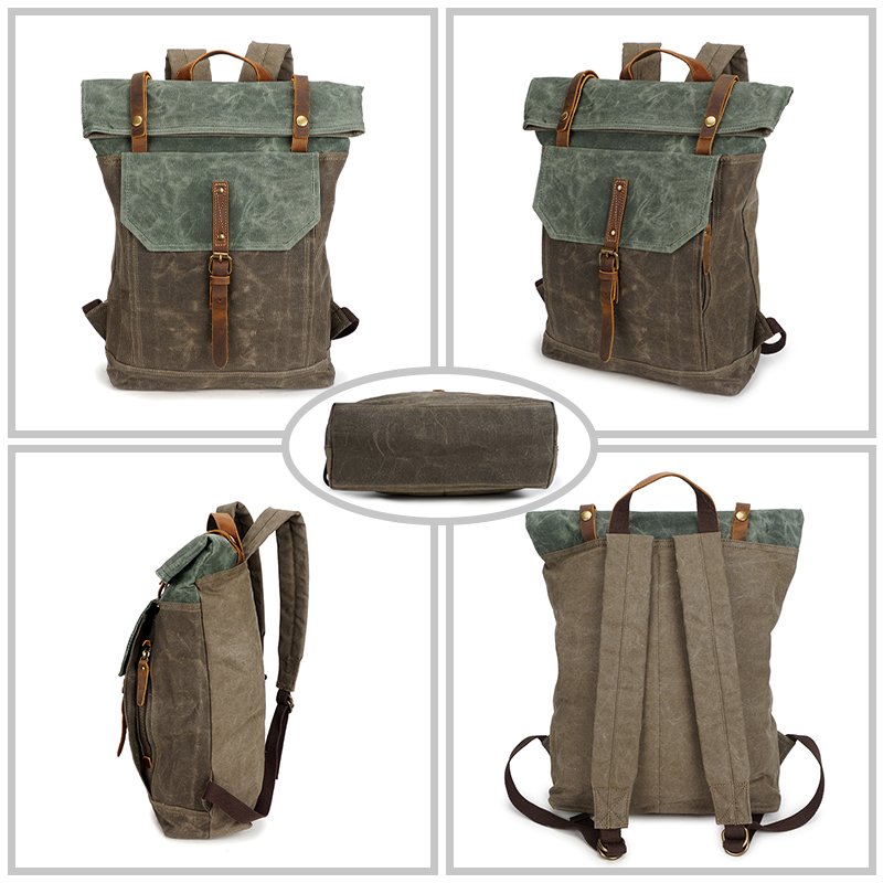 Custom High Quality Outdoor Travel Hiking Vintage Camping Back Pack Men Laptop Rucksack Waxed Canvas Bag Backpack