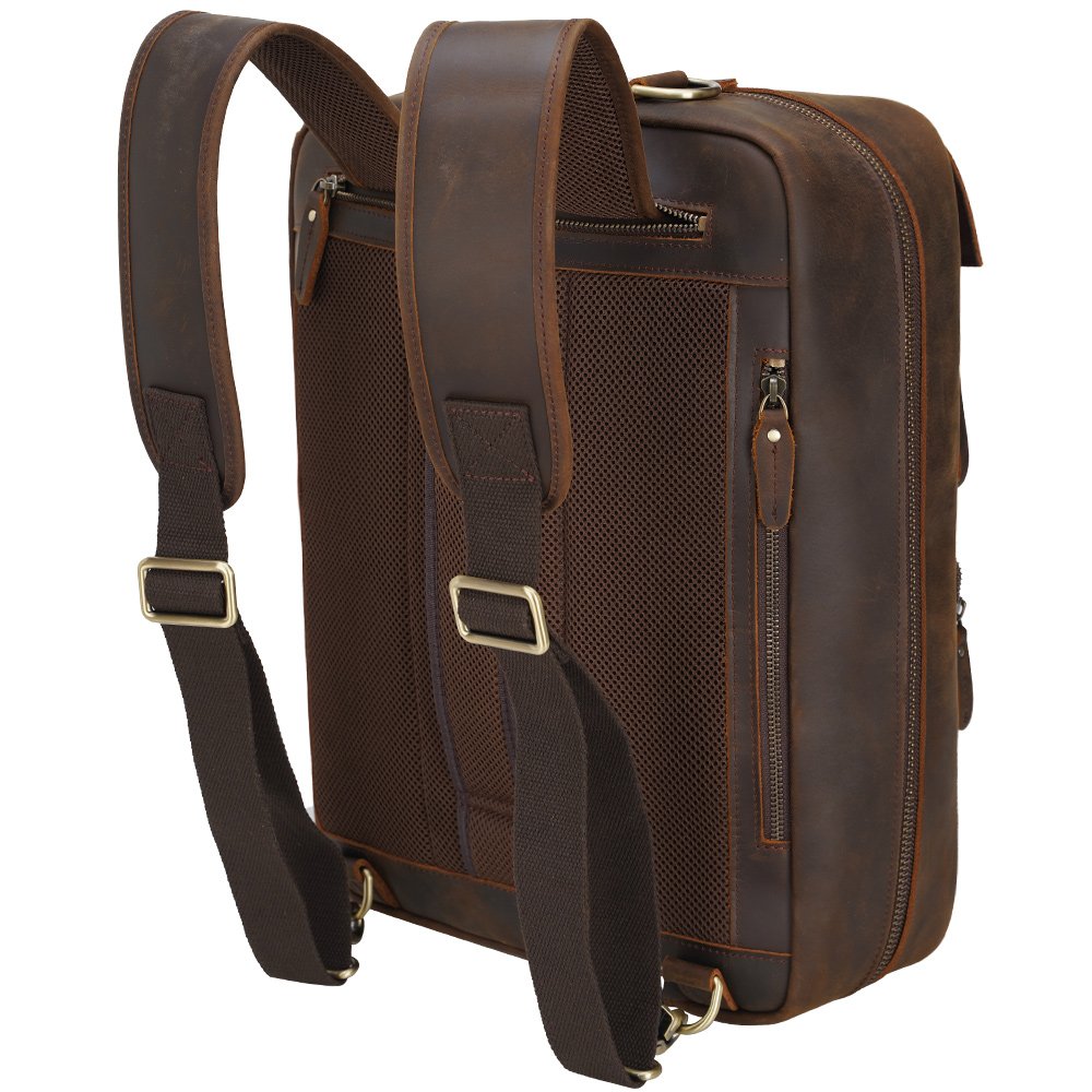 Men's Travel Business Computer Notebook Backpack Leather Back Pack School Bag Laptop Backpack Cowhide Shoulder Briefcase Bag