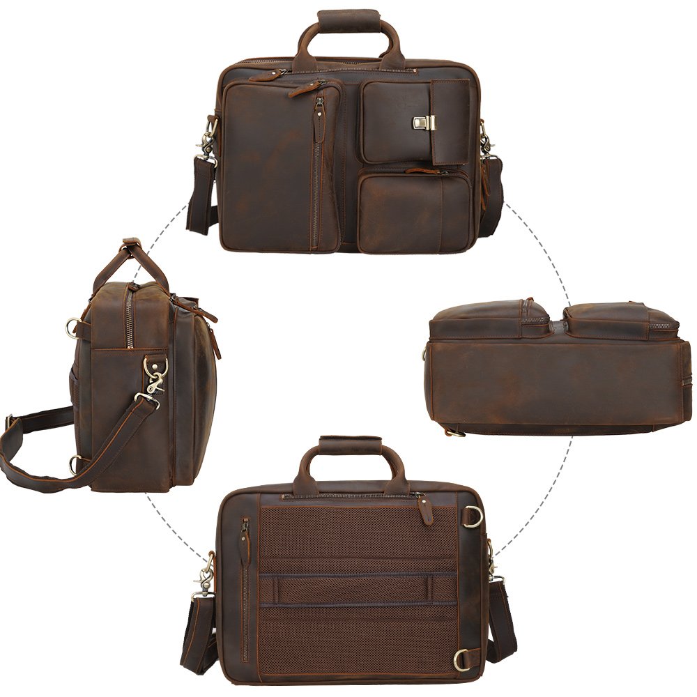 Men's Travel Business Computer Notebook Backpack Leather Back Pack School Bag Laptop Backpack Cowhide Shoulder Briefcase Bag