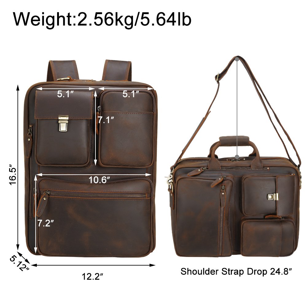 Men's Travel Business Computer Notebook Backpack Leather Back Pack School Bag Laptop Backpack Cowhide Shoulder Briefcase Bag