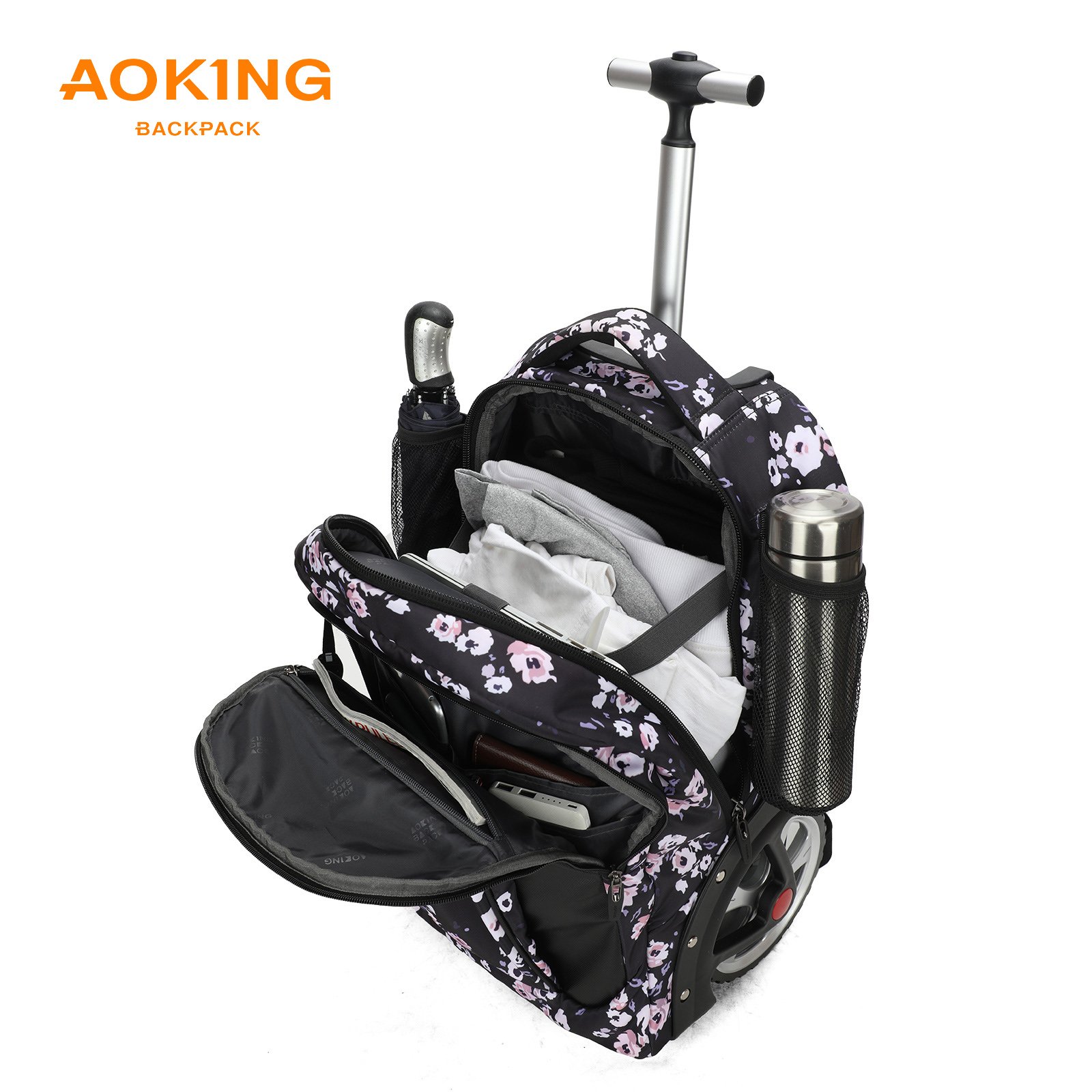 Aoking High-quality mochilas escolares con ruedas Private Customized Business Laptop Travel Trolley Backpack with Wheel