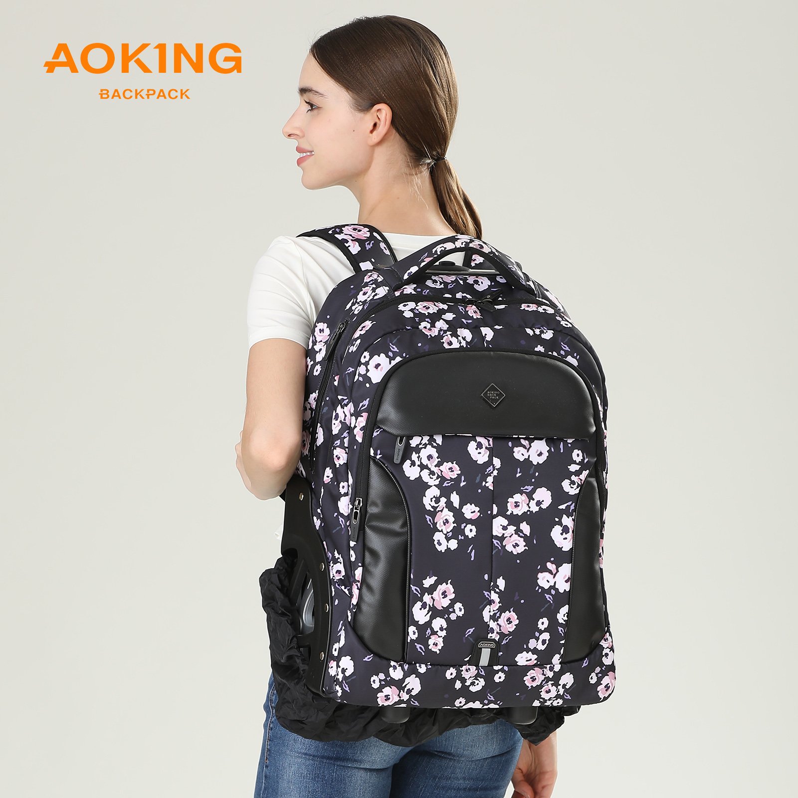 Aoking High-quality mochilas escolares con ruedas Private Customized Business Laptop Travel Trolley Backpack with Wheel
