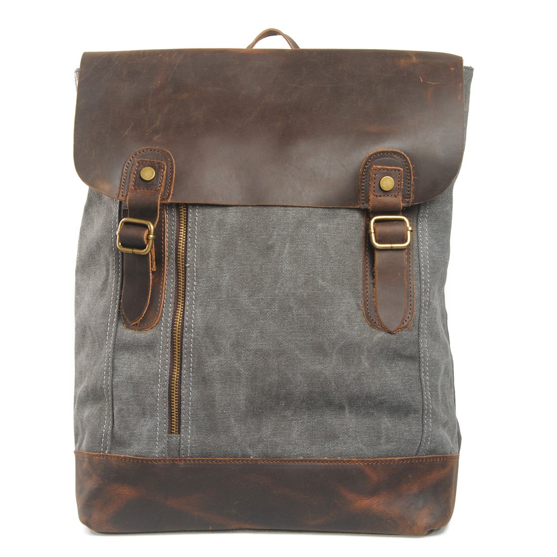 Wholesale boy school bag waterproof vintage canvas laptop leather backpack