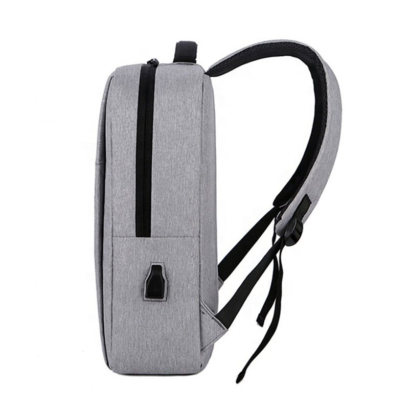 Wholesale Logo Custom Durable Business Travel Waterproof Gray Oxford School Bag Cheap 15.6 Inch Student Laptop Backpack with USB