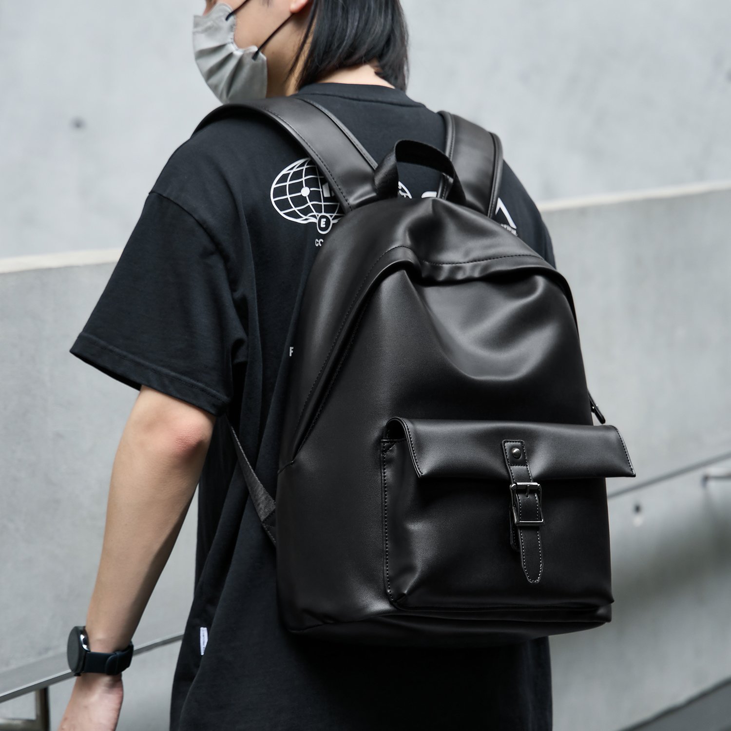 MOYYI Eco PU Leather Bags For Men Laptop Bag Business Travel Men's Leather Backpacks