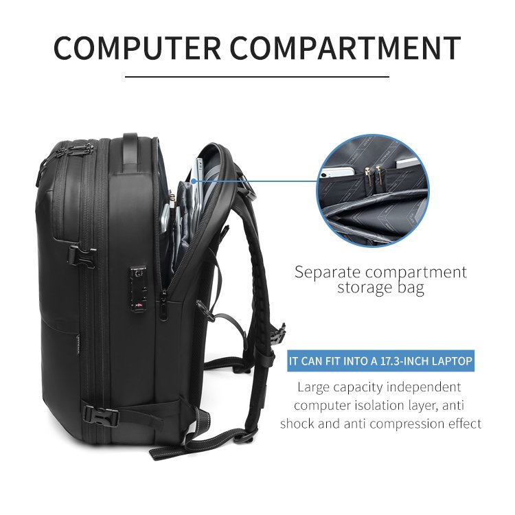 Sac a Dos with Anti-theft and Wet & Dry Zone Laptop Bags Office for Men Waterproof Bag Polyester Waterproof Backpack Unisex 7705