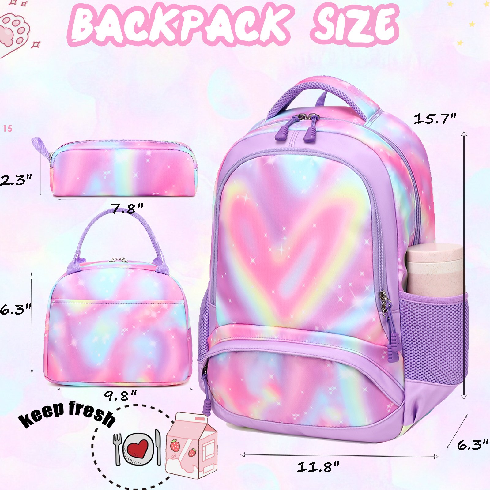 Waterproof Children Backpack High Appearance Level Lightweight 3 In 1 Student Backpack Set For Girl