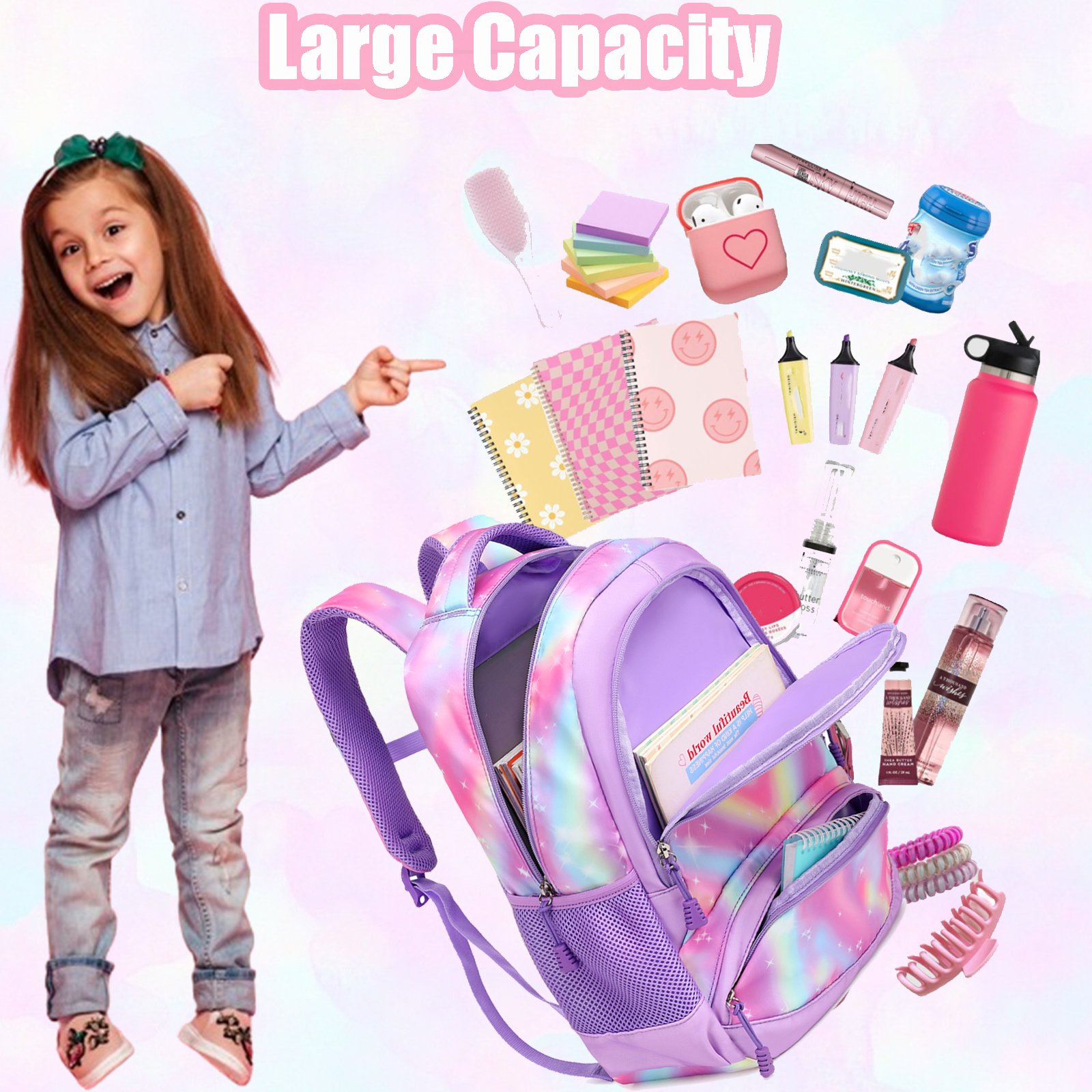 Waterproof Children Backpack High Appearance Level Lightweight 3 In 1 Student Backpack Set For Girl