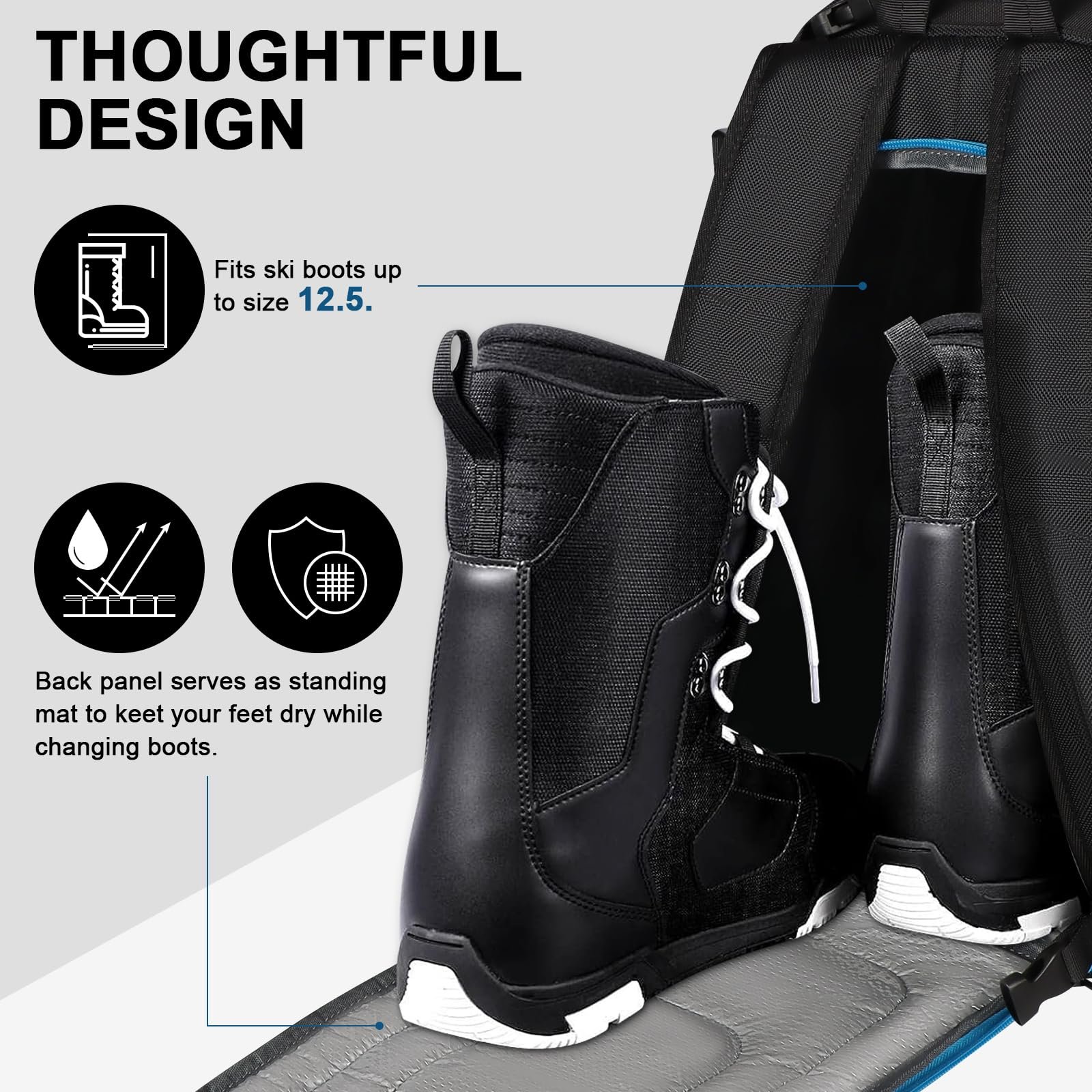 Outdoor Backpack Ski Boot Bag 50L Travel Backpack Large Capacity Waterproof Bag For Ski, Outdoor, Climbing, Hiking