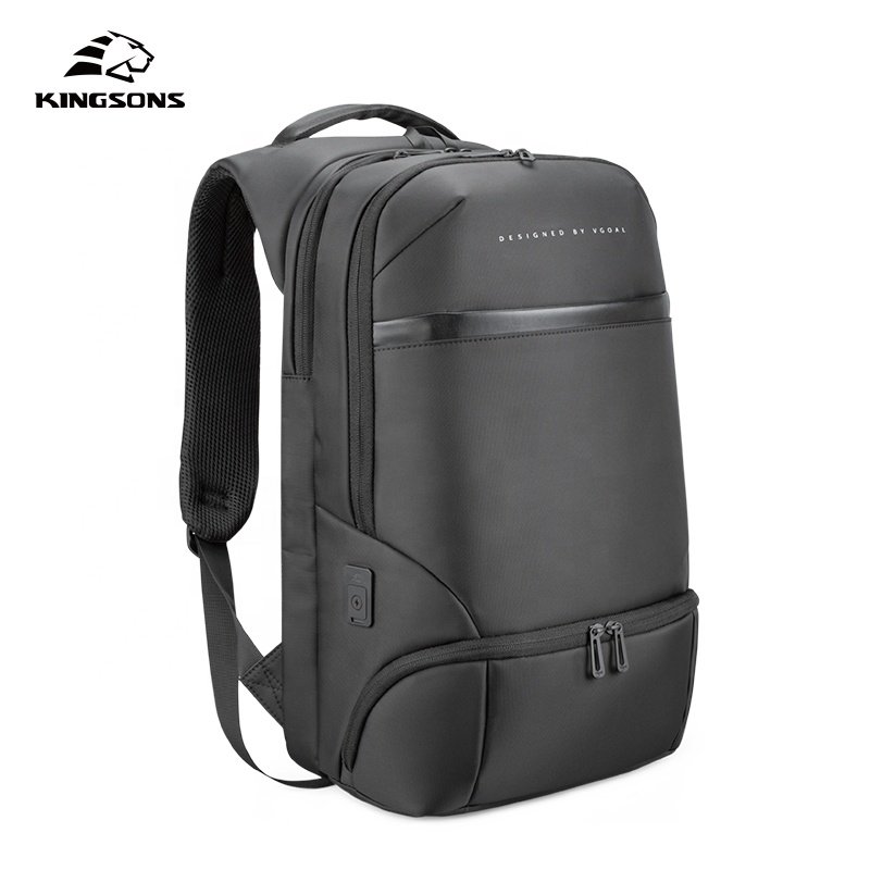 Kingsons simple modern backpack business travel bag with USB charging port waterproof polyester fashion computer bag for 15.6