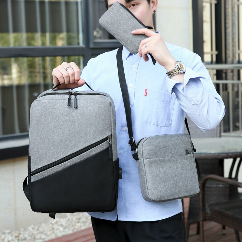 Multipurpose Laptop Backpack Custom Logo Design 3 Pieces Set Multiple Compartments Business Travel Bag Backpack
