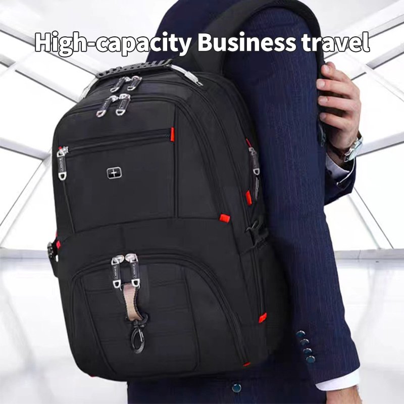 Durable 17-Inch Laptop Backpack with USB Charging Port 45L Travel Bag Water Resistant Swiss-Multifunctional for College Use