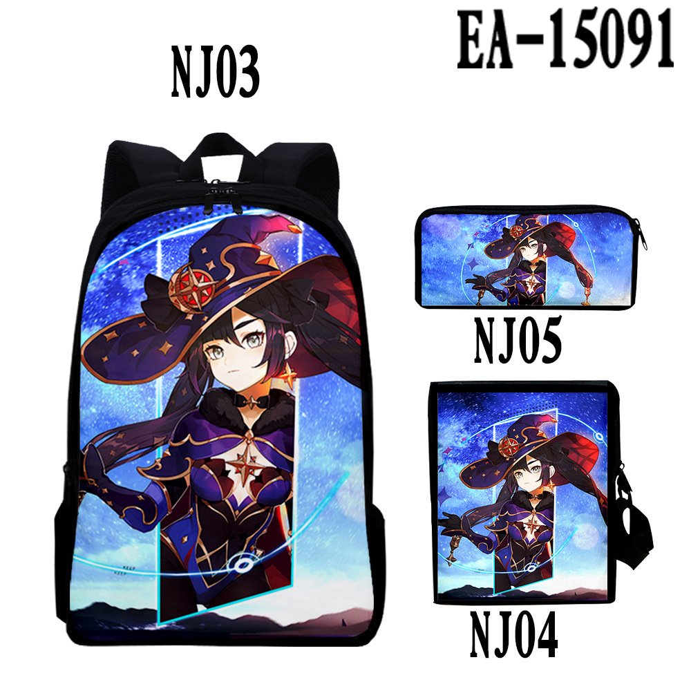 Custom New Anime Design Printed Shoulders Backpack Student Style Color Printing 3-piece School Bag Classic Book Bags