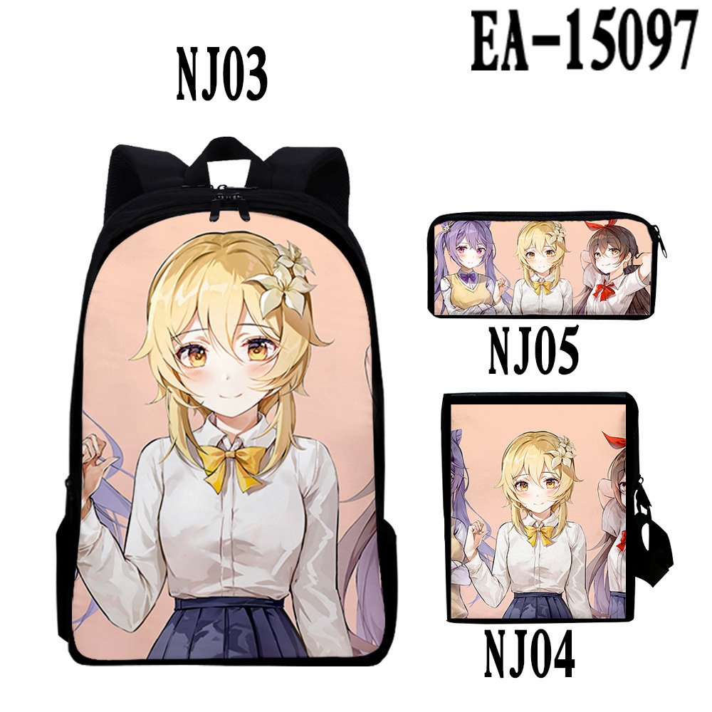 Custom New Anime Design Printed Shoulders Backpack Student Style Color Printing 3-piece School Bag Classic Book Bags
