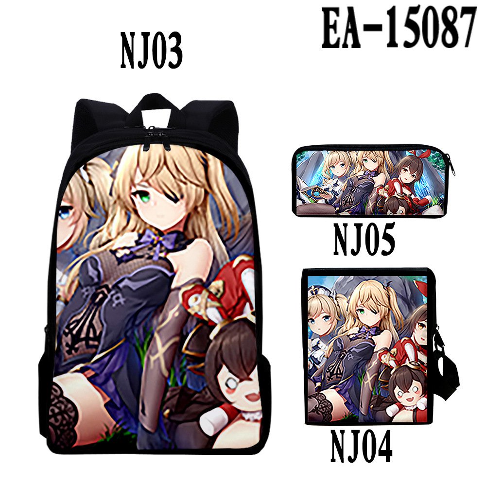 Custom New Anime Design Printed Shoulders Backpack Student Style Color Printing 3-piece School Bag Classic Book Bags