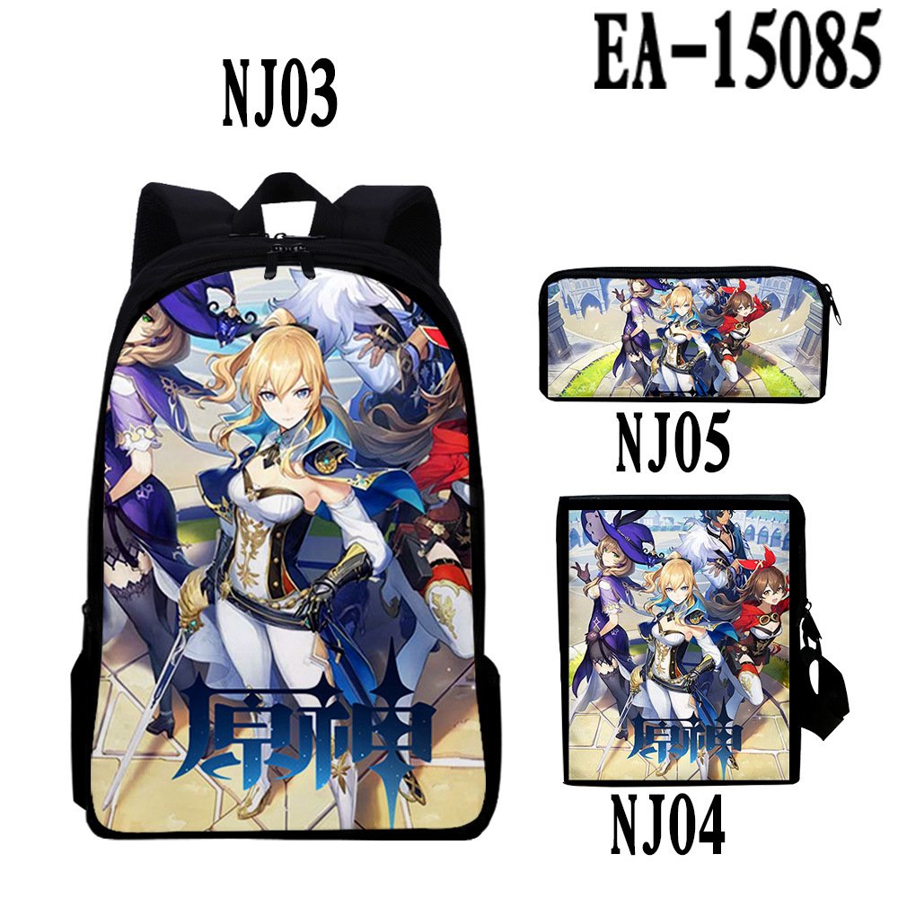 Custom New Anime Design Printed Shoulders Backpack Student Style Color Printing 3-piece School Bag Classic Book Bags