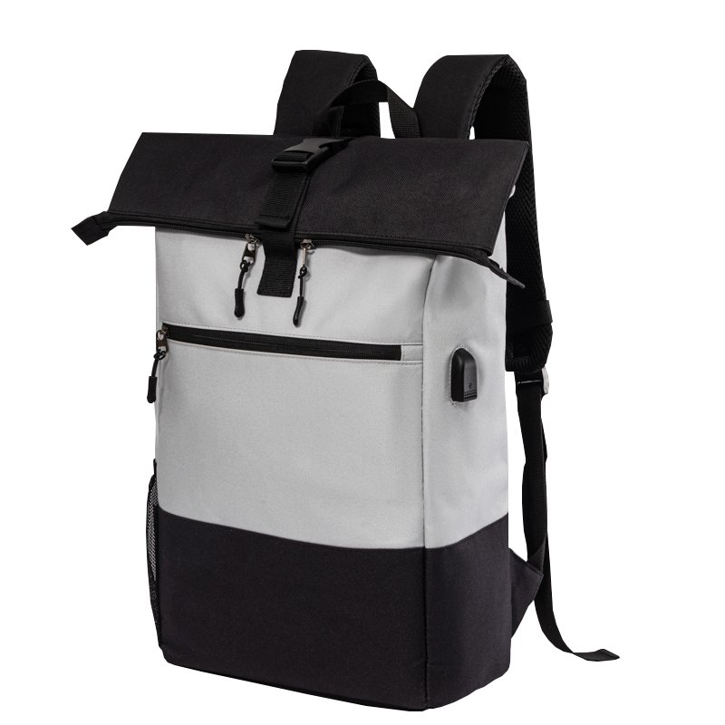 custom recycled rpet stylish rolltop backpack bag anti theft travel laptop backpack for men women