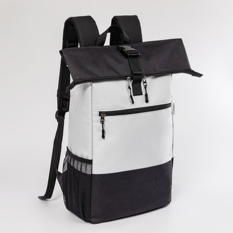 custom recycled rpet stylish rolltop backpack bag anti theft travel laptop backpack for men women