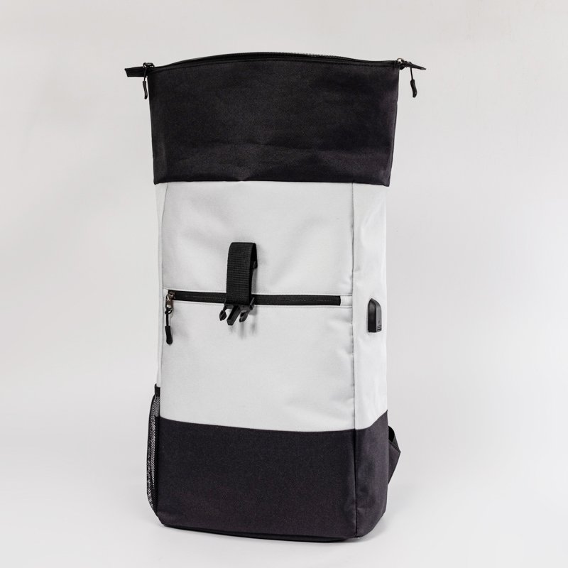 custom recycled rpet stylish rolltop backpack bag anti theft travel laptop backpack for men women