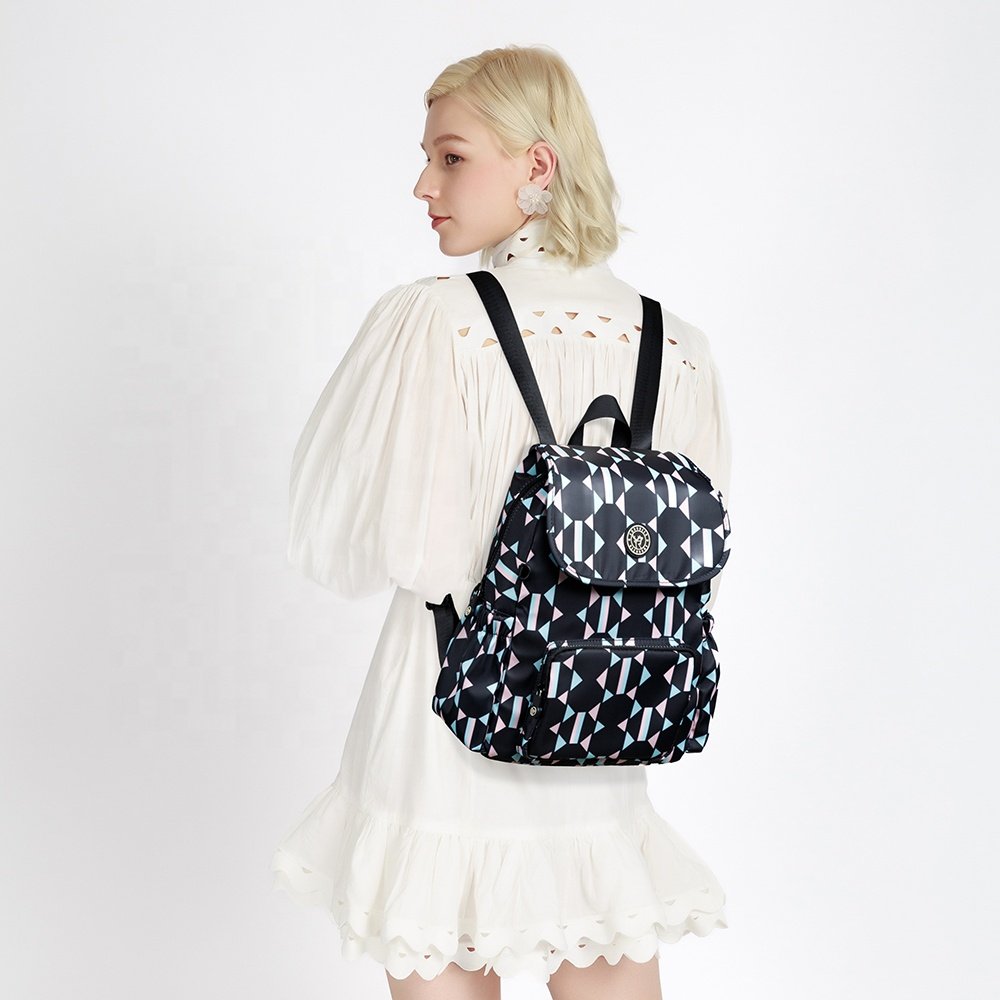 Mini Backpack casual style in solid color and graphic patterned nylon water proof