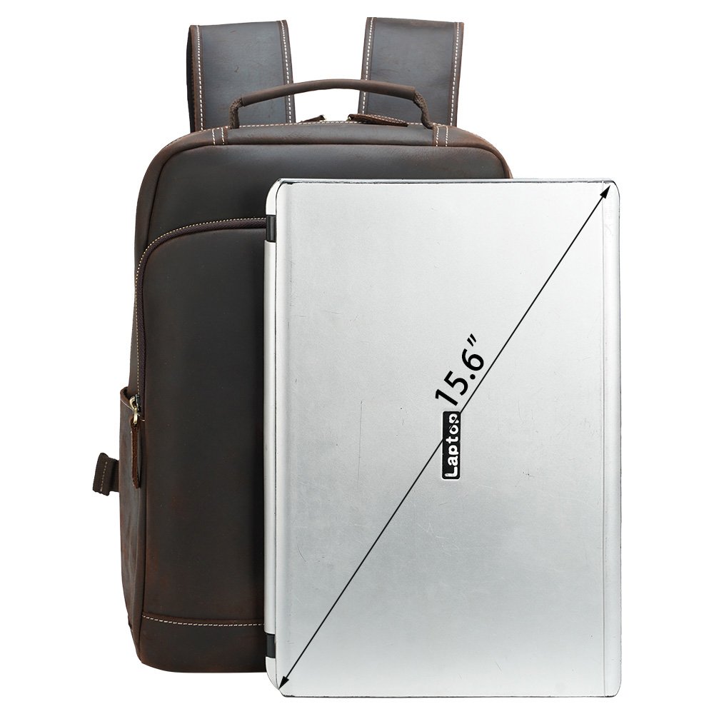 Retro ODM OEM Custom Logo Men's Genuine Cow Leather Backpack Bag For Daily Dark Brown Black Full Grain Leather Laptop Back Pack