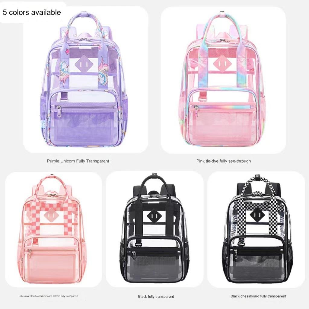 2024 PVC Clear Backpack See Through Backpack Heavy Duty Clear Backpacks Transparent Bookbag for School Work Security College