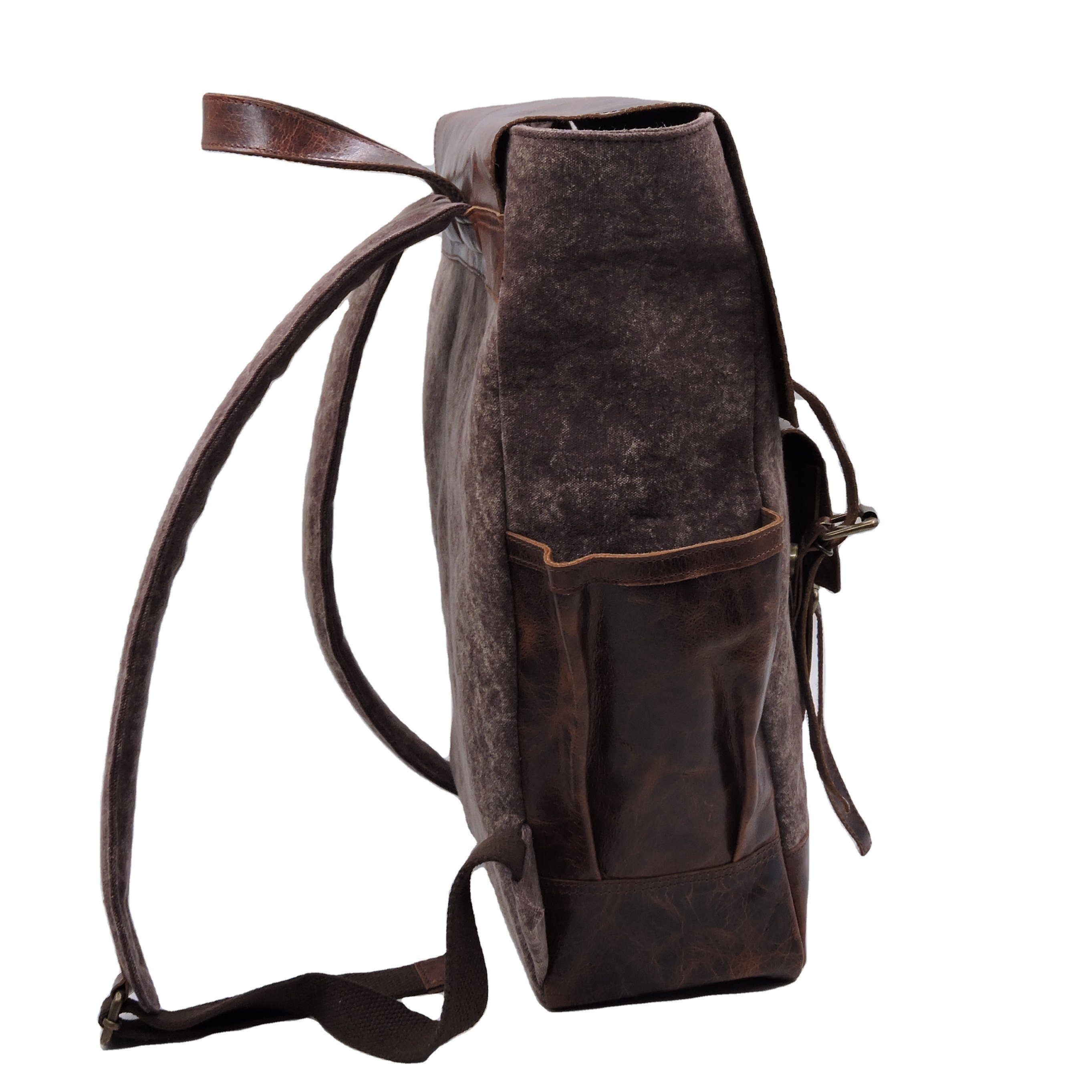 Customised Manufacturer Exclusive Handmade Canvas and Leather Casual Backpack for Office and College with Single Handle