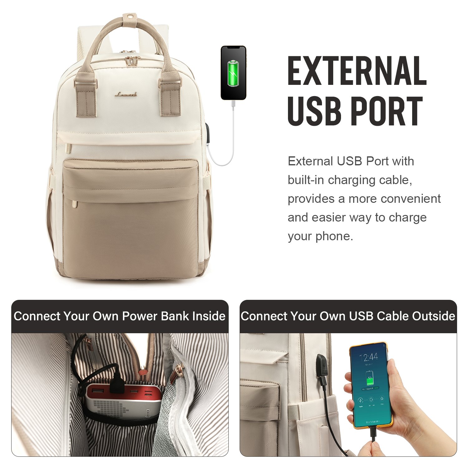 LOVEVOOK 15.6 17 Inch Girls Travel Bags Student School Book Bag with USB Port Fashion Casual Waterproof Women's Laptop Backpacks
