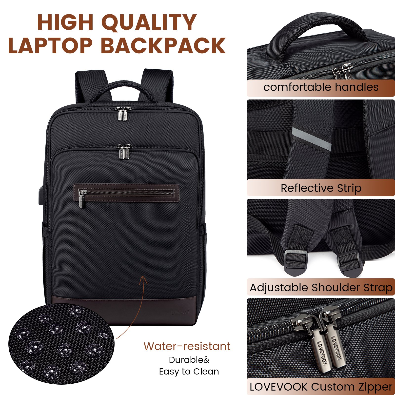 LOVEVOOK 2022 wholesale business work backpacks large Waterproof School travel bags 15.6 17in laptop backpacks bag for women men