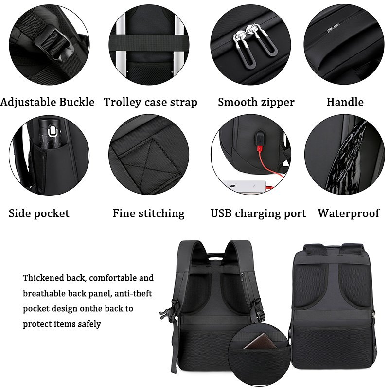 Custom logo new arrivals business waterproof men office computer mochilas anti theft travel 15.6 17Inch USB Laptop bag backpacks