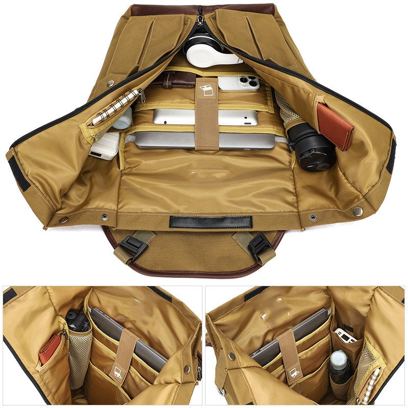 Canvas Notebook Bag Business Work Rucksack College School Computer Bag Vintage Backpack for Men Travel Laptop Backpack Rucksack