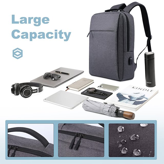BSCI Custom 2024 New Laptop USB Backpack Polyester School Bag Rucksack Anti Theft Men Travel Day Male Leisure Backpack