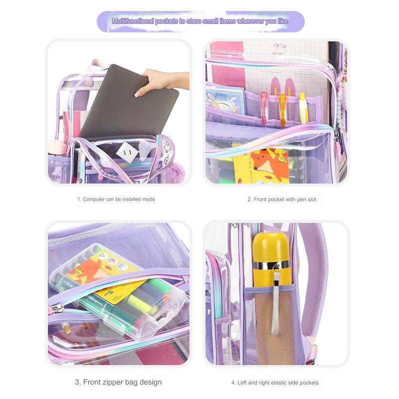 2024 New Hot Selling Pvc Backpack Unisex Waterproof Clear Bag Large Capacity Students Bag Transparent Backpack Mochilas
