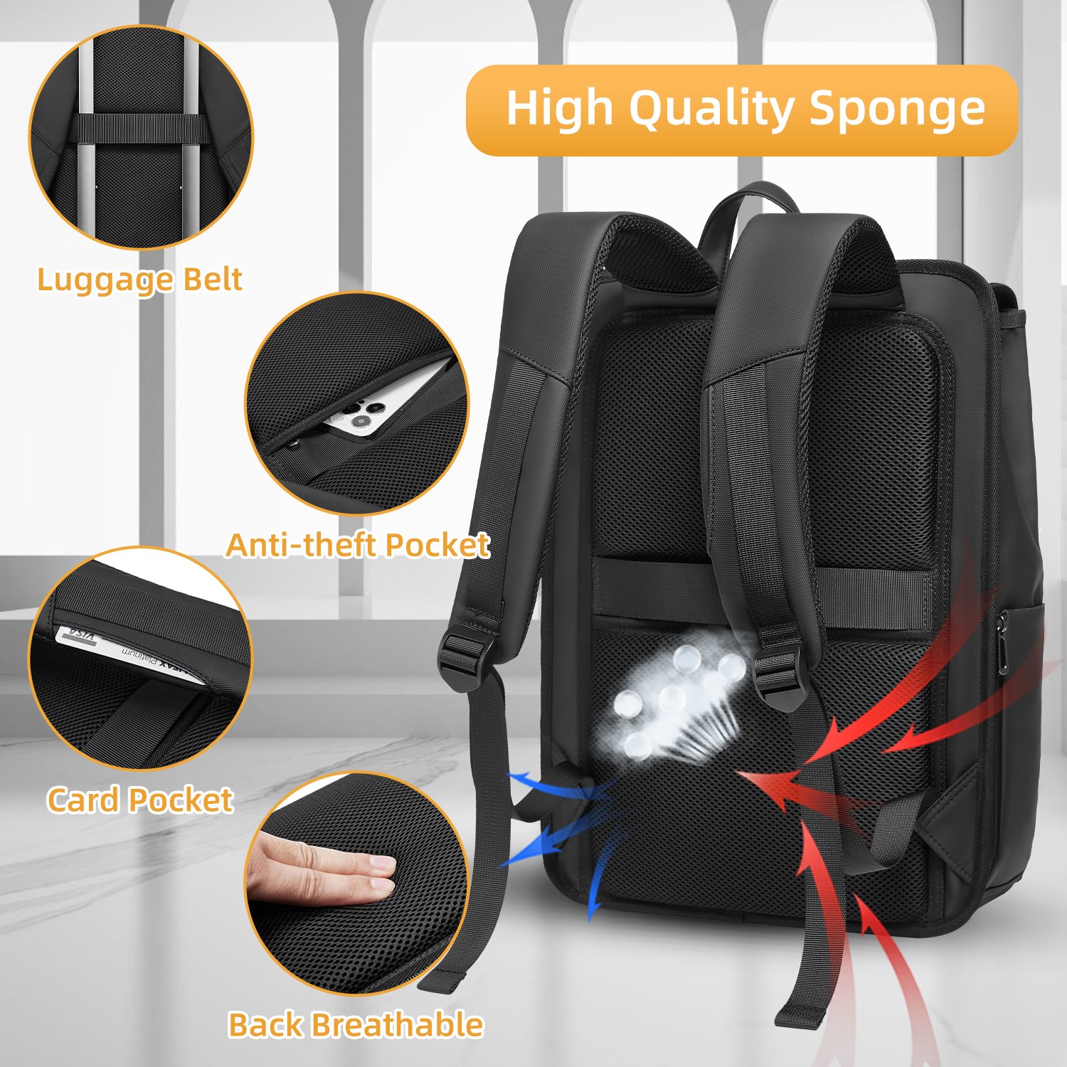 Vintage Laptop Backpack for Women Men15.6 inch Bookbag Casual Daypack with USB Charging Port for College Work Black Backpacks